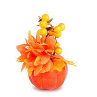 Dovleac decorativ de toamnă cu flori și bobițe – 8 x 10 cm – 4 modele