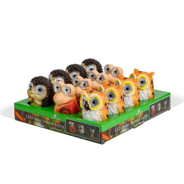 Figurine de animale solare - 3 tipuri - 2 LED albe - 8,5 cm