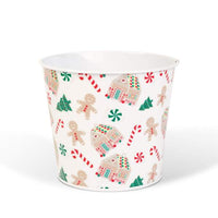 Ghiveci decorativ metalic – model căsuță din turtă dulce – Ø13 x 11 cm