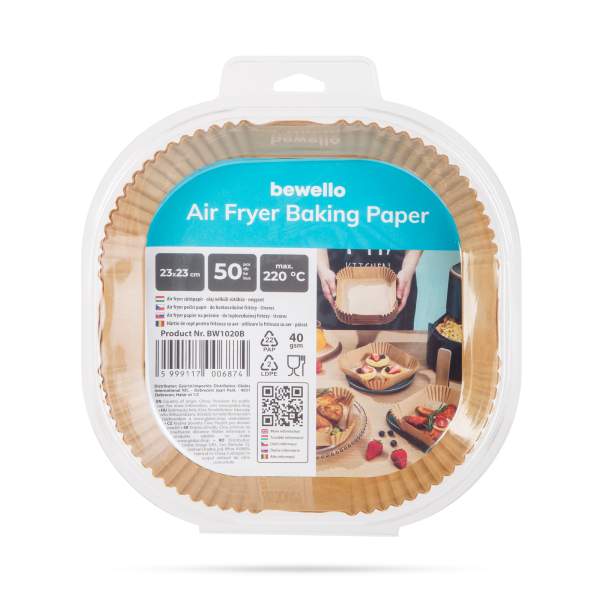 Hartie de copt pentru friteuza cu aer - pătrată - 23 cm - 50 buc/pachet