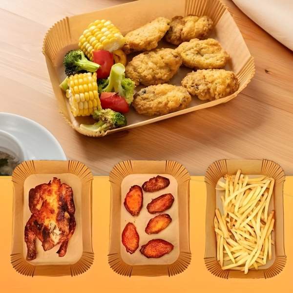 Hârtie de copt pentru friteuză cu aer - pentru cuptor fără ulei - dreptunghi - 14 x 22 cm - 50 buc / pachet