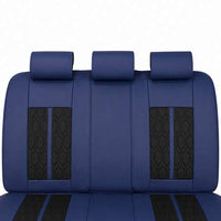 Huse auto premium 5 locuri Carguard Deluxe piele ecologică perforată - albastru inchis - negru
