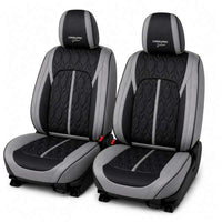Huse auto premium 5 locuri Carguard Deluxe piele ecologică perforată - gri - negru