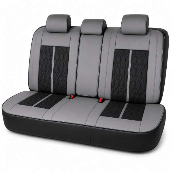 Huse auto premium 5 locuri Carguard Deluxe piele ecologică perforată - gri - negru