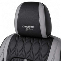 Huse auto premium 5 locuri Carguard Deluxe piele ecologică perforată - gri - negru