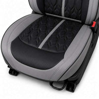 Huse auto premium 5 locuri Carguard Deluxe piele ecologică perforată - gri - negru