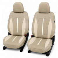 Huse auto premium 5 locuri Carguard Deluxe piele ecologică perforată - maro deschis - crem