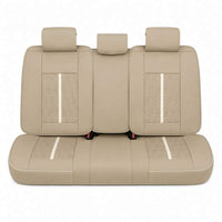 Huse auto premium 5 locuri Carguard Deluxe piele ecologică perforată - maro deschis - crem