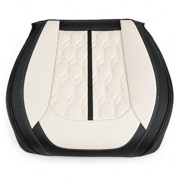 Huse auto premium 5 locuri Carguard Deluxe piele ecologică perforată - negru - crem