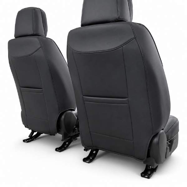 Huse auto premium 5 locuri Carguard Deluxe piele ecologică perforată - negru - crem