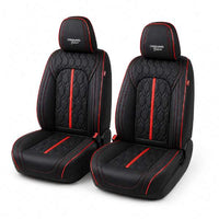 Huse auto premium 5 locuri Carguard Deluxe piele ecologică perforată - negru - rosu