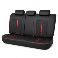 Huse auto premium 5 locuri Carguard Deluxe piele ecologică perforată - negru - rosu