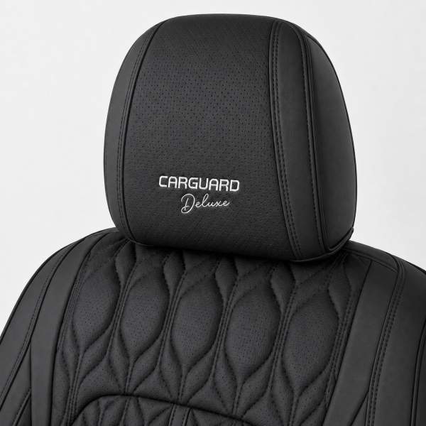 Huse auto premium 5 locuri Carguard Deluxe piele ecologică perforată - negru