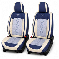 Huse auto premium 5 locuri Carguard Deluxe piele ecologică perforată și textil - albastru - alb