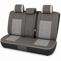 Huse auto premium 5 locuri Carguard Deluxe piele ecologică perforată și textil  - gri deschis - gri inchis