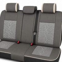 Huse auto premium 5 locuri Carguard Deluxe piele ecologică perforată și textil  - gri deschis - gri inchis