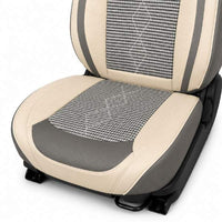 Huse auto premium 5 locuri Carguard Deluxe piele ecologică perforată și textil  - gri deschis - gri inchis