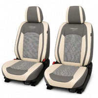 Huse auto premium 5 locuri Carguard Deluxe piele ecologică perforată și textil  - gri deschis - gri inchis