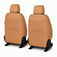 Huse auto premium 5 locuri Carguard Deluxe piele ecologică perforată și textil - maro caramel