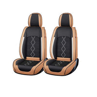 Huse auto premium 5 locuri Carguard Deluxe piele ecologică perforată și textil - maro caramel
