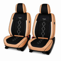 Huse auto premium 5 locuri Carguard Deluxe piele ecologică perforată și textil - maro caramel