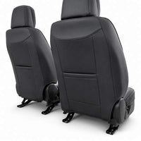 Huse auto premium 5 locuri Carguard Deluxe piele ecologică perforată și textil - negru - alb