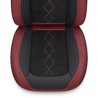 Huse auto premium 5 locuri Carguard Deluxe piele ecologică perforată și textil - roșu închis - negru