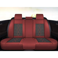 Huse auto premium 5 locuri Carguard Deluxe piele ecologică perforată și textil - roșu închis - negru