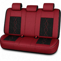 Huse auto premium 5 locuri Carguard Deluxe piele ecologică perforată și textil - roșu închis - negru