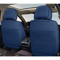 Huse auto premium 5 locuri Carguard Deluxe piele ecologică perforată - albastru inchis - negru