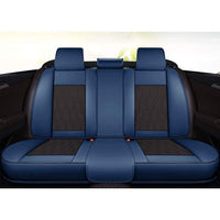 Huse auto premium 5 locuri Carguard Deluxe piele ecologică perforată - albastru inchis - negru