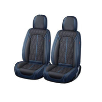 Huse auto premium 5 locuri Carguard Deluxe piele ecologică perforată - albastru inchis - negru