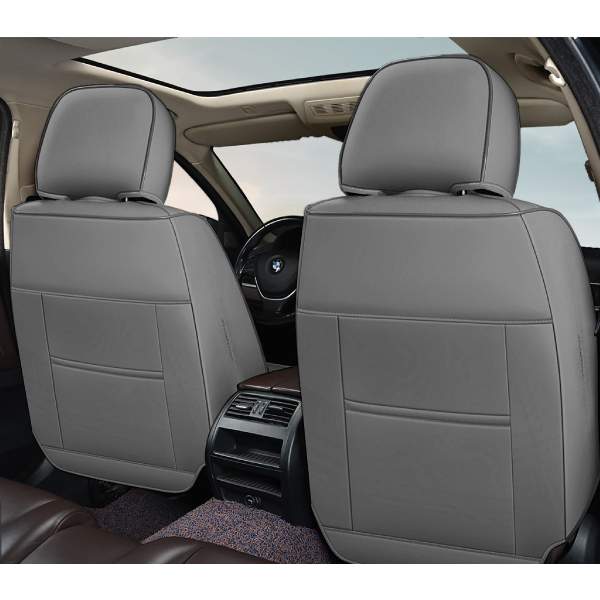 Huse auto premium 5 locuri Carguard Deluxe piele ecologică perforată - gri - negru