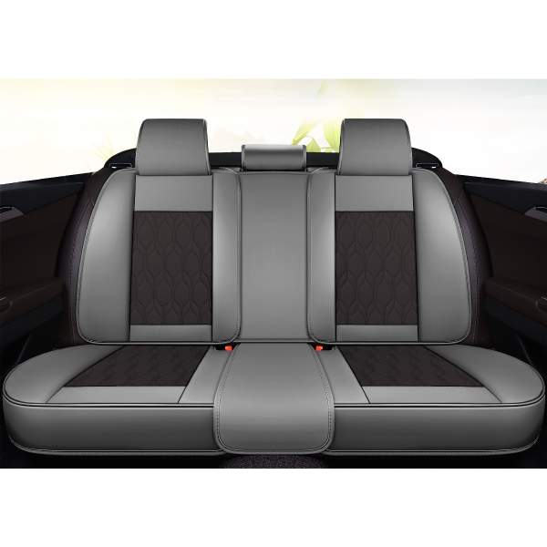 Huse auto premium 5 locuri Carguard Deluxe piele ecologică perforată - gri - negru