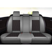 Huse auto premium 5 locuri Carguard Deluxe piele ecologică perforată - gri - negru