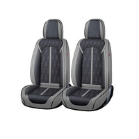 Huse auto premium 5 locuri Carguard Deluxe piele ecologică perforată - gri - negru