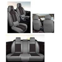 Huse auto premium 5 locuri Carguard Deluxe piele ecologică perforată - gri - negru