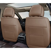 Huse auto premium 5 locuri Carguard Deluxe piele ecologică perforată - maro deschis - crem