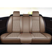 Huse auto premium 5 locuri Carguard Deluxe piele ecologică perforată - maro deschis - crem