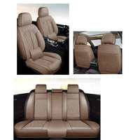 Huse auto premium 5 locuri Carguard Deluxe piele ecologică perforată - maro deschis - crem