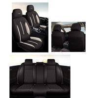 Huse auto premium 5 locuri Carguard Deluxe piele ecologică perforată - negru - alb