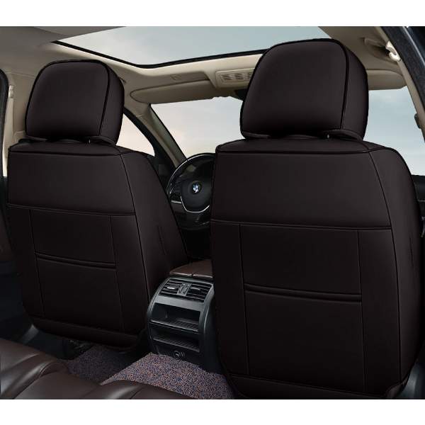 Huse auto premium 5 locuri Carguard Deluxe piele ecologică perforată - negru - alb