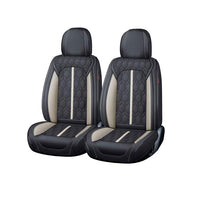 Huse auto premium 5 locuri Carguard Deluxe piele ecologică perforată - negru - alb