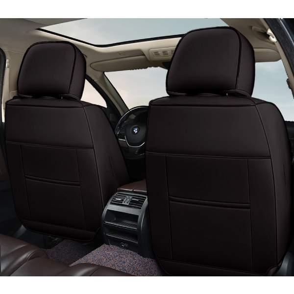 Huse auto premium 5 locuri Carguard Deluxe piele ecologică perforată - negru - crem