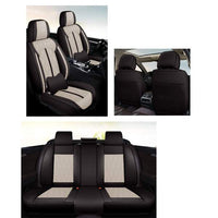 Huse auto premium 5 locuri Carguard Deluxe piele ecologică perforată - negru - crem