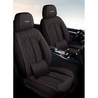 Huse auto premium 5 locuri Carguard Deluxe piele ecologică perforată - negru