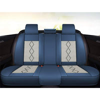 Huse auto premium 5 locuri Carguard Deluxe piele ecologică perforată și textil - albastru - alb