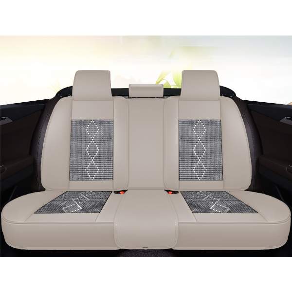 Huse auto premium 5 locuri Carguard Deluxe piele ecologică perforată și textil  - gri deschis - gri inchis
