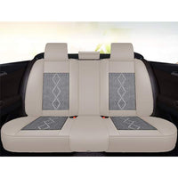 Huse auto premium 5 locuri Carguard Deluxe piele ecologică perforată și textil  - gri deschis - gri inchis