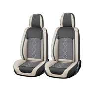 Huse auto premium 5 locuri Carguard Deluxe piele ecologică perforată și textil  - gri deschis - gri inchis